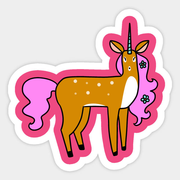 Unicorn Deer Sticker by saradaboru